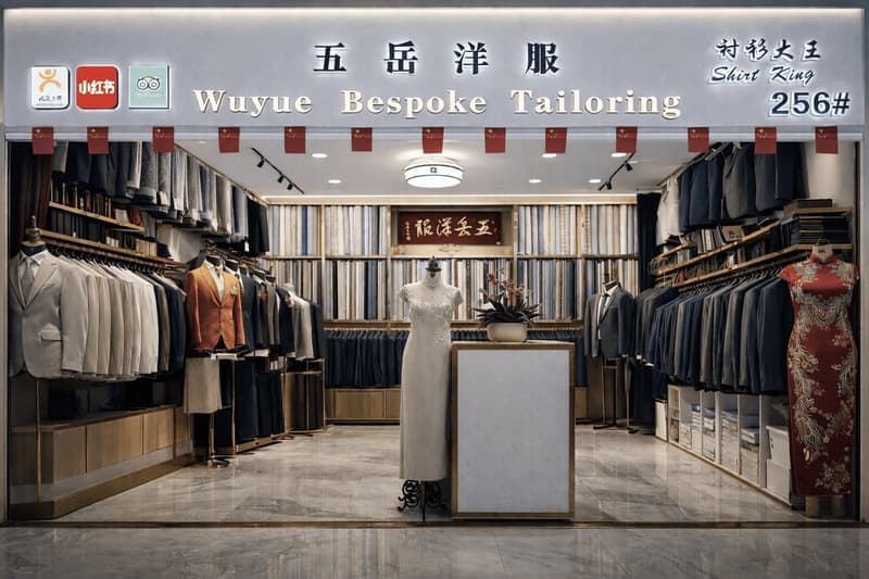Wuyue Bespoke Tailoring storefront at South Bund Fabric Market, Shanghai