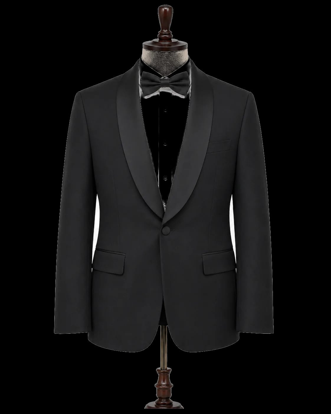 Black shawl lapel wedding tuxedo front view for Shanghai bespoke tailoring