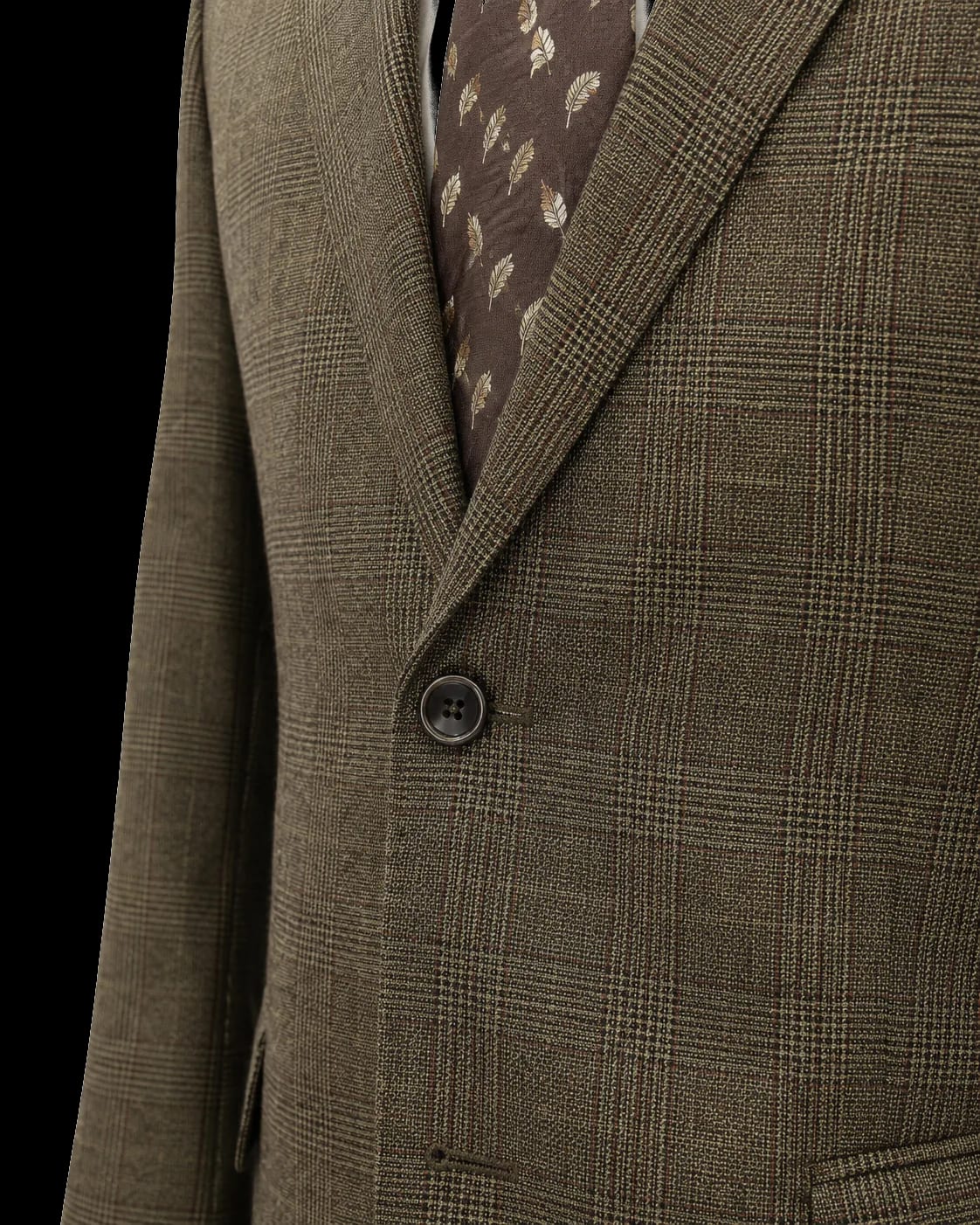 Button detail on brown glen check custom blazer