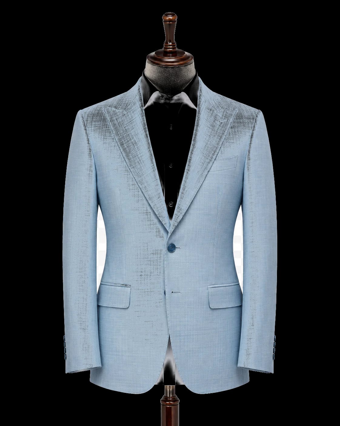 Light blue summer bespoke blazer front view in Shanghai tailoring style