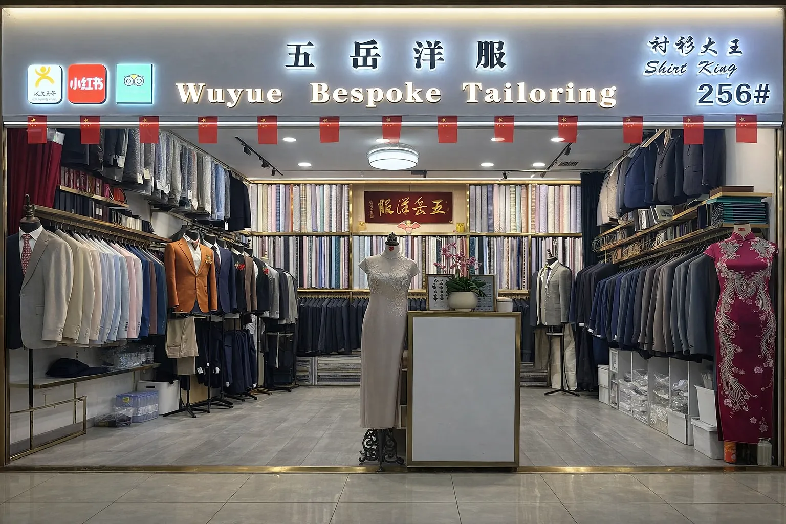 Front of Wuyue Bespoke Tailoring, Shop 256, inside South Bund Fabric Market