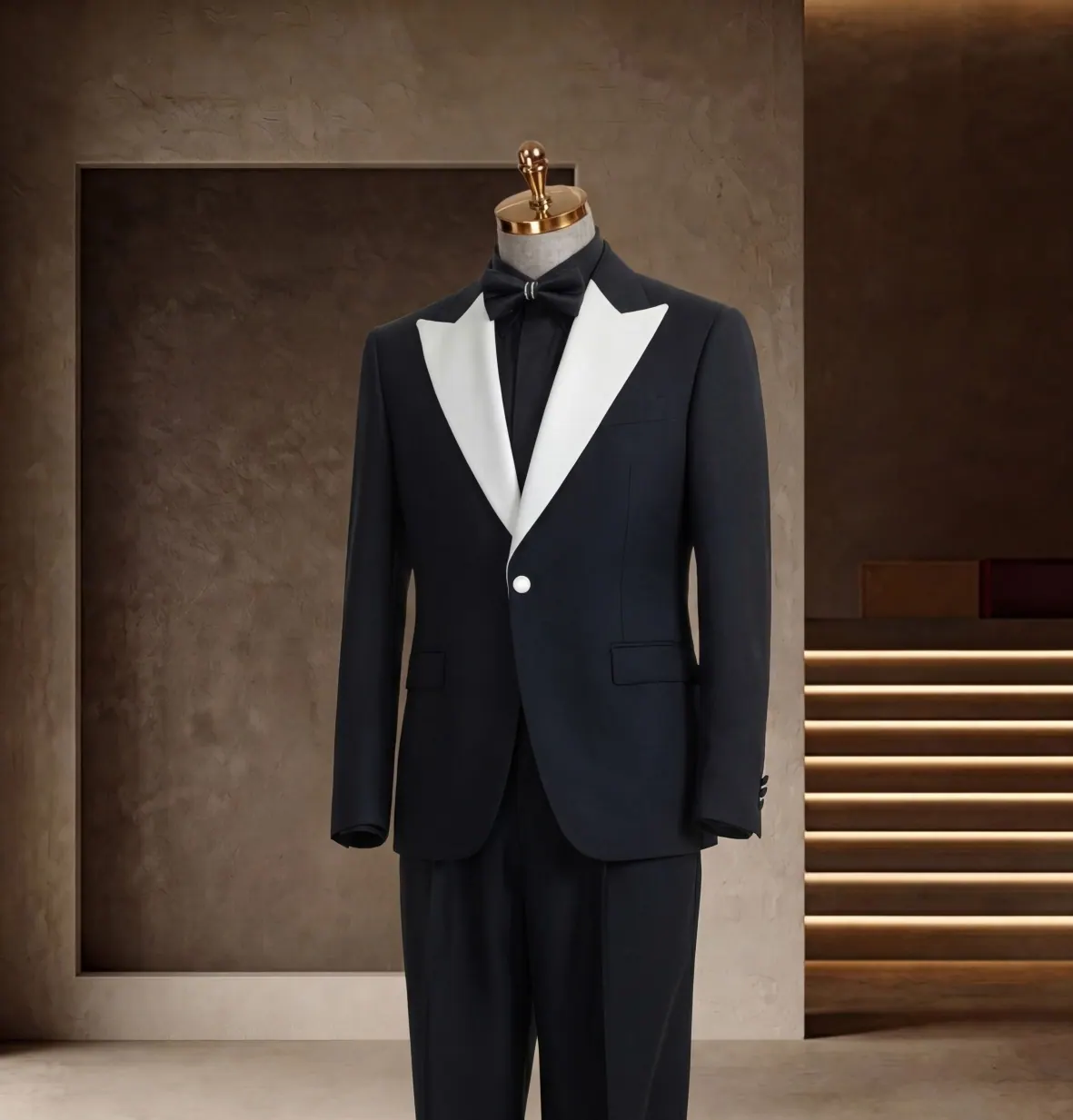 Formalwear Collection look 6: Black tuxedo jacket, White shawl lapel, Evening formalwear at Wuyue Bespoke Tailoring Shanghai