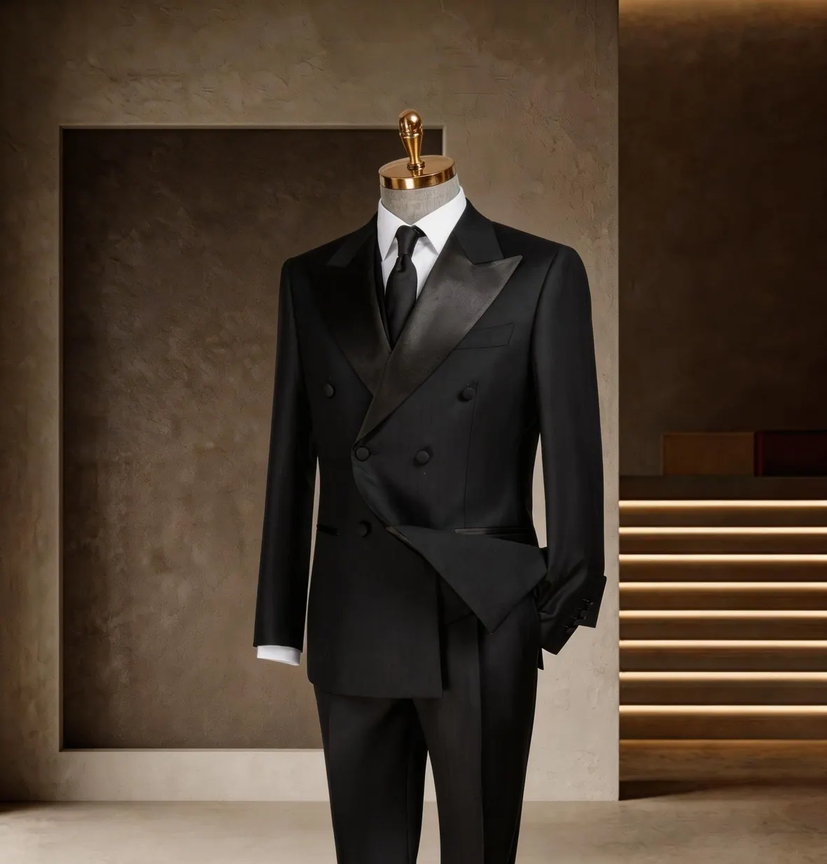 Formalwear Collection look 11: Black double-breasted, Peak lapel, Formal tuxedo at Wuyue Bespoke Tailoring Shanghai