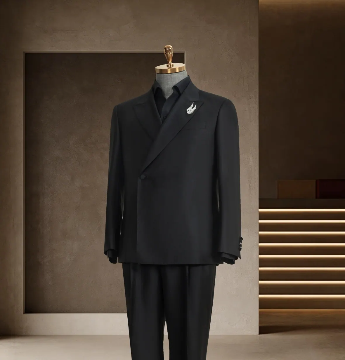 Formalwear Collection look 12: Black mandarin suit, Pocket embroidery, Ceremonial tailoring at Wuyue Bespoke Tailoring Shanghai