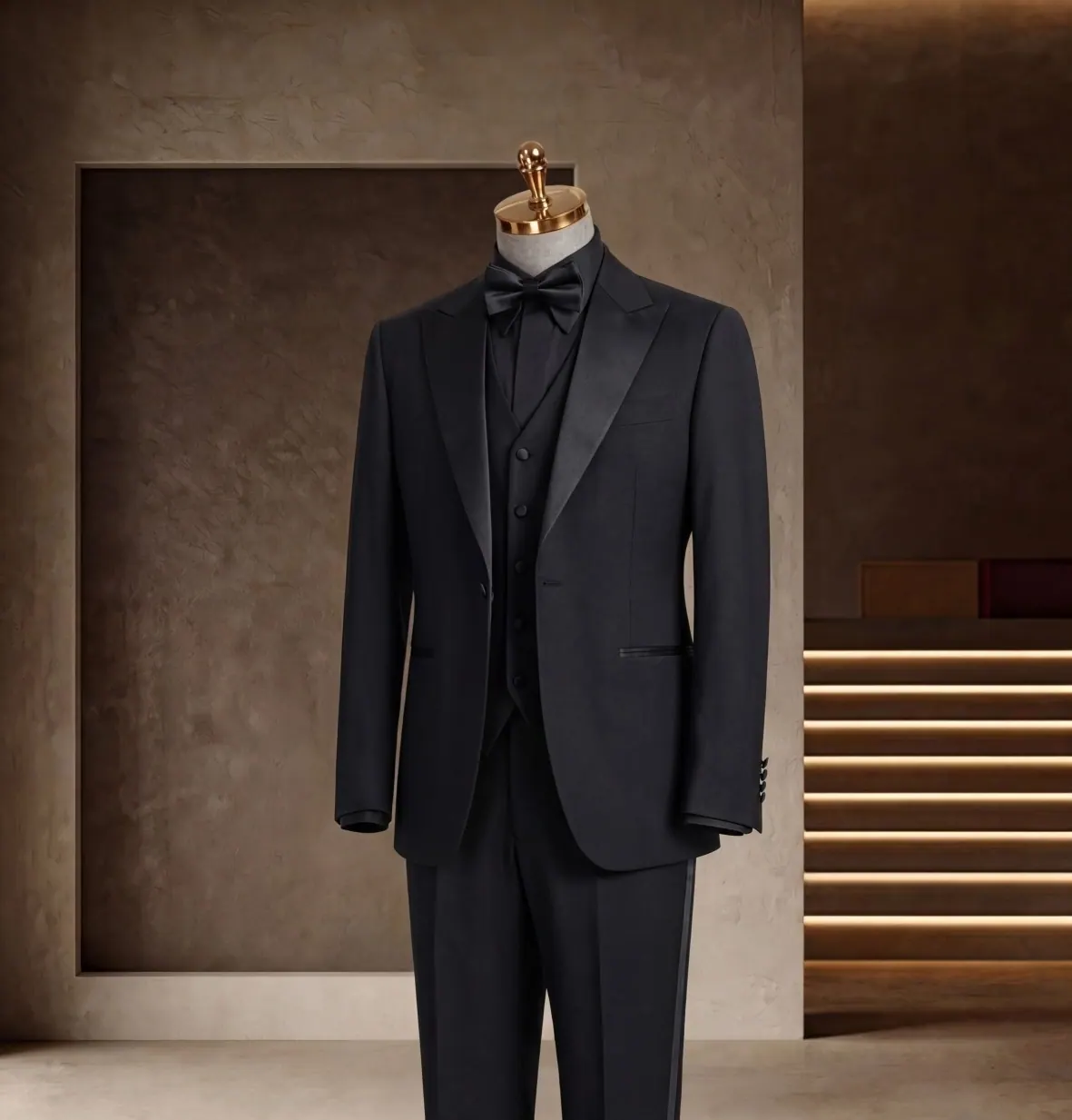 Formalwear Collection look 13: Midnight three-piece, Bow tie, Evening suit at Wuyue Bespoke Tailoring Shanghai