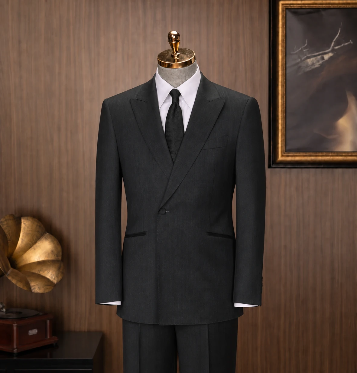Wedding Collection look 11: Black single-breasted, Black tie, Minimal formalwear at Wuyue Bespoke Tailoring Shanghai
